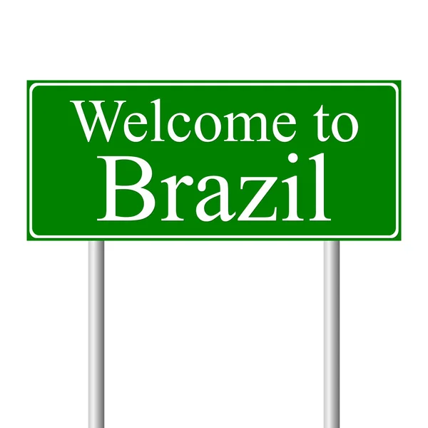 Bienvenido a Brasil, concepto de señal de tráfico — Vector de stock