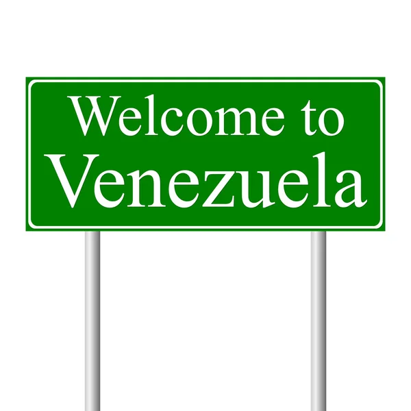 Bienvenido a Venezuela, concepto de señal de tráfico — Vector de stock