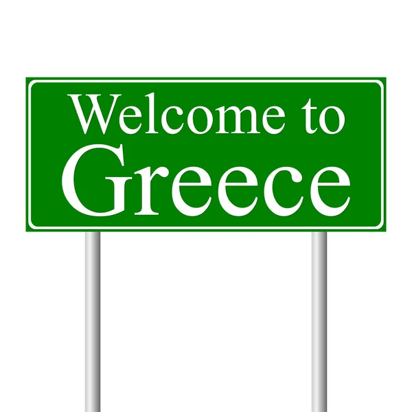 Bienvenido a Grecia, concepto de señal de tráfico — Vector de stock