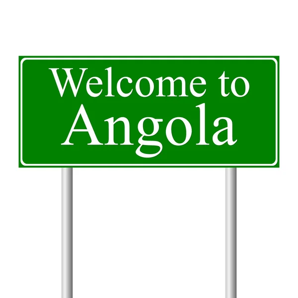 Üdvözöljük Angola, közúti fogalma, jele — Stock Vector
