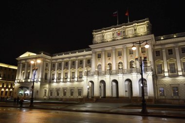 View of Mariinsky Palace at night clipart