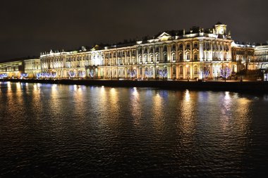 The State Hermitage Museum and Neva at night clipart