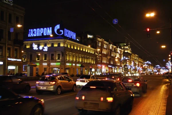 Night of St. Petersburg, Nevsky Prospekt — Stock Photo, Image