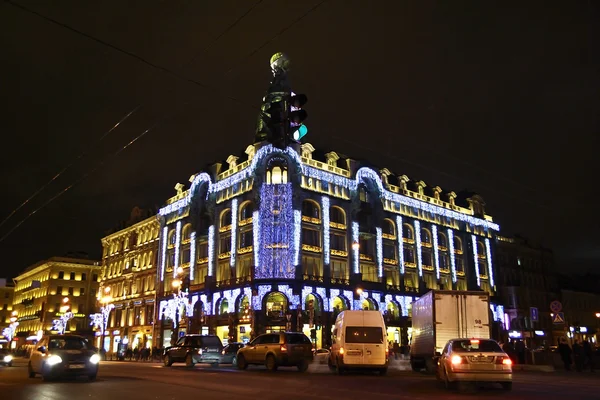 Zinger's house («House of books») at night — Stockfoto