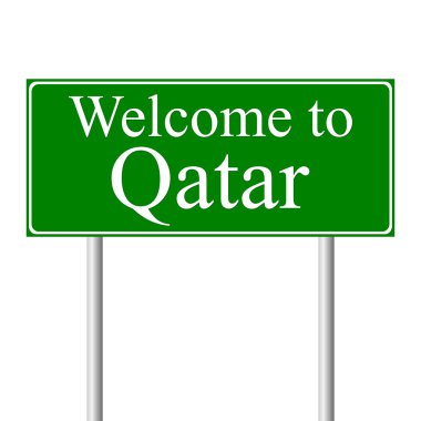 Welcome to Qatar, concept road sign clipart