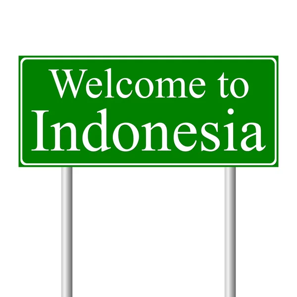 Selamat datang di Indonesia, konsep rambu jalan - Stok Vektor
