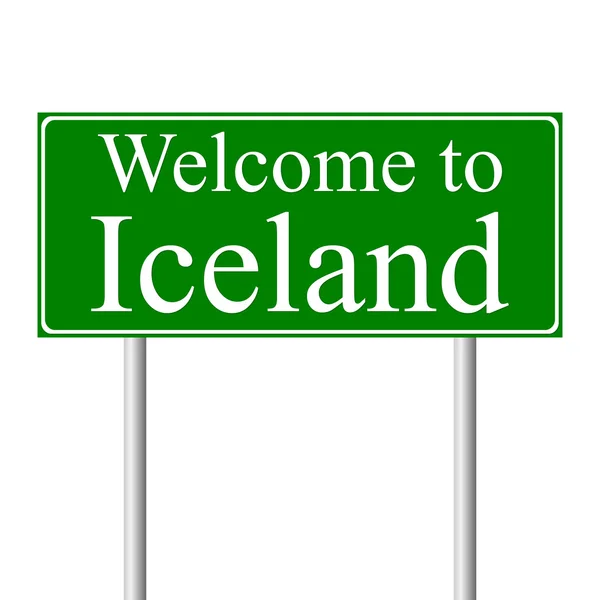 आइसलैंड में आपका स्वागत है, अवधारणा सड़क संकेत — स्टॉक वेक्टर