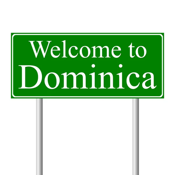 Welkom op de dominica, concept verkeersbord — Stockvector