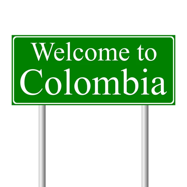 Benvenuti in Colombia, concept road sign — Vettoriale Stock