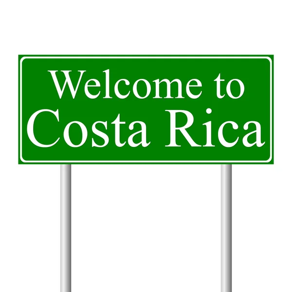 Добро пожаловать в Коста-Рику, концепт дорожный знак — стоковый вектор