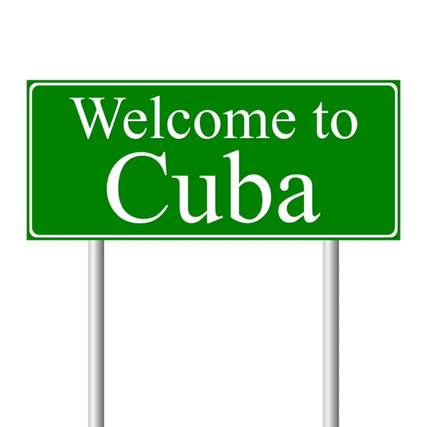 Kavram yol işaret Küba'ya hoş geldiniz — Stok Vektör
