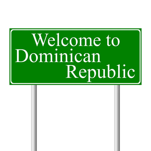 에 오신 것을 환영 도미니카 공화국, 개념도로 표지판 — 스톡 벡터