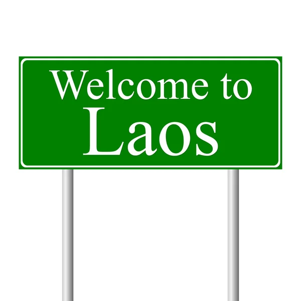 Üdvözöljük Laosz, közúti fogalma, jele — Stock Vector