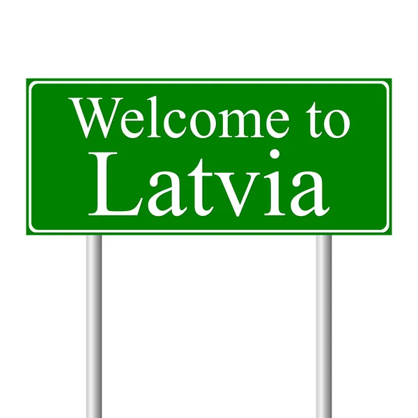 Bienvenido a Letonia, concepto de señal de tráfico — Archivo Imágenes Vectoriales
