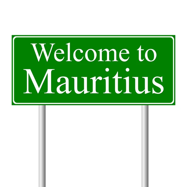 Benvenuti a Mauritius, concept road sign — Vettoriale Stock