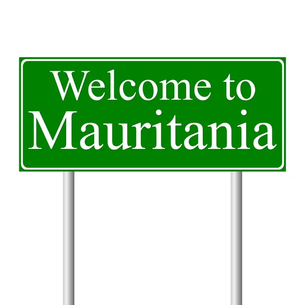 Üdvözöljük Mauritánia, közúti fogalma, jele — Stock Vector