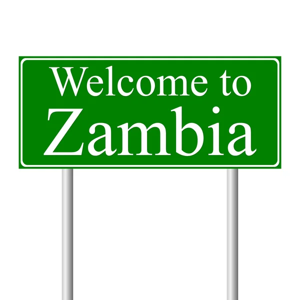 Добро пожаловать в Замбию, концепт дорожный знак — стоковый вектор