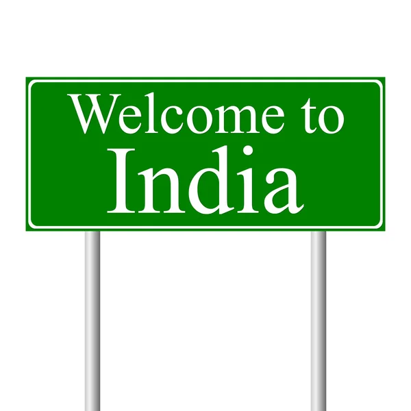 Bienvenido a la India, concepto de señal de tráfico — Archivo Imágenes Vectoriales