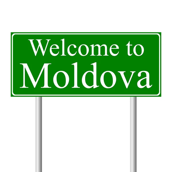 Bem-vindo à Moldávia, conceito sinal de estrada — Vetor de Stock