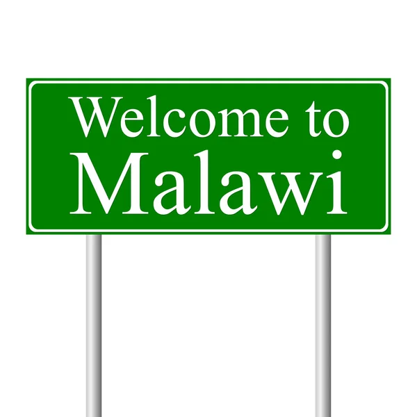 Bienvenido a Malawi, concepto de señal de tráfico — Archivo Imágenes Vectoriales
