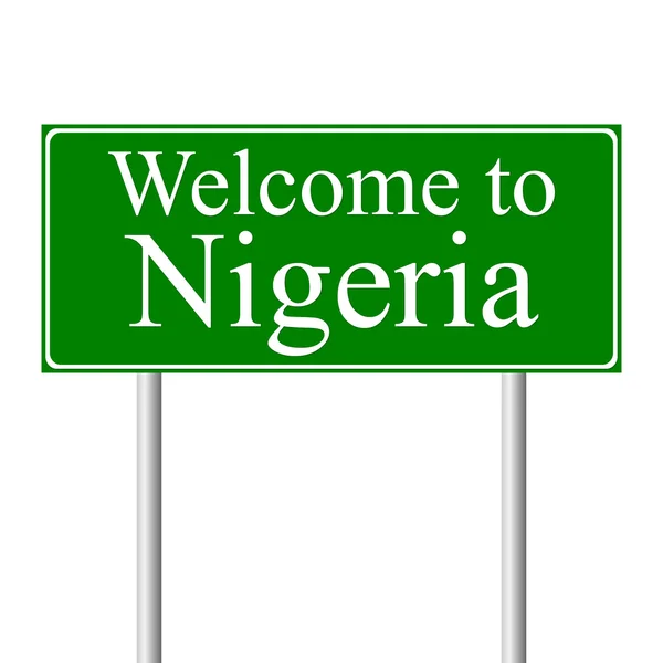 Üdvözöljük Nigéria, közúti fogalma, jele — Stock Vector