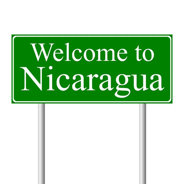 Vítejte v Nikaragui, koncepce dopravní značka — Stockový vektor