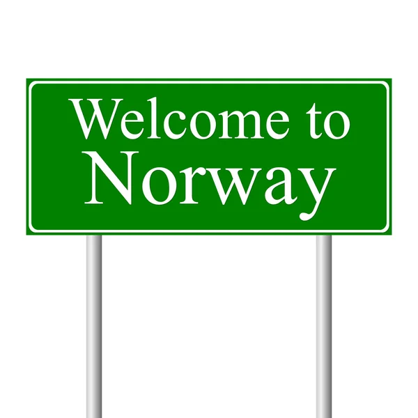 Bienvenido a Noruega, concepto de señal de tráfico — Vector de stock