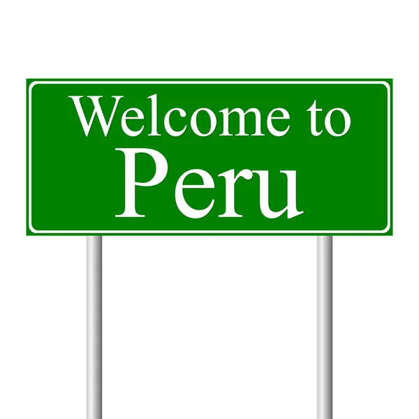 Bienvenido a Perú, concepto de señal de tráfico — Archivo Imágenes Vectoriales