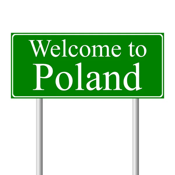 Bienvenido a Polonia, concepto de señal de tráfico — Vector de stock