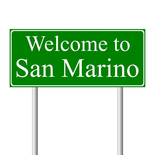 Bienvenido a San Marino, concepto de señal de tráfico — Archivo Imágenes Vectoriales