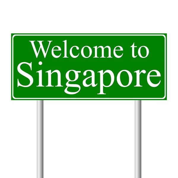 Bienvenido a Singapur, concepto de señal de tráfico — Vector de stock