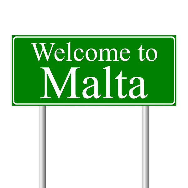 Bienvenido a Malta, concepto de señal de tráfico — Vector de stock