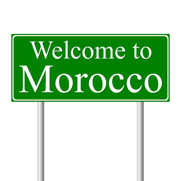 Bienvenido a Marruecos, concepto de señal de tráfico — Vector de stock