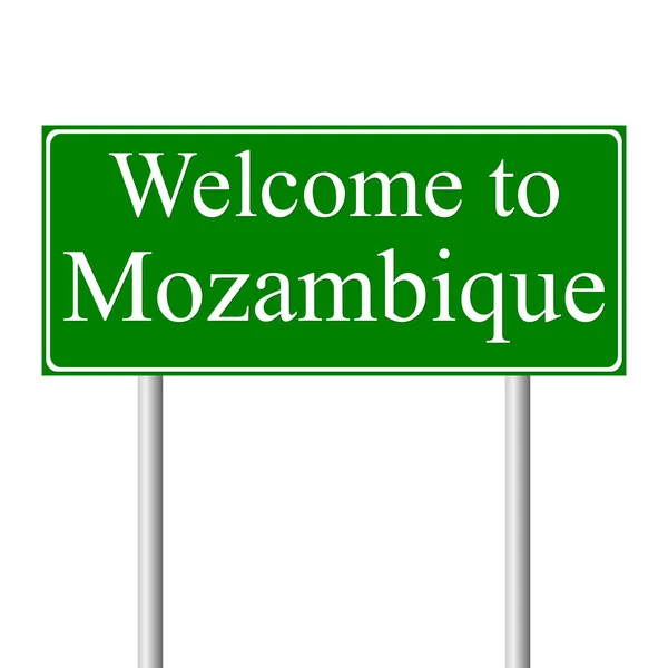 Καλώς ήρθατε στην Μοζαμβίκη, έννοια πινακίδα — Διανυσματικό Αρχείο