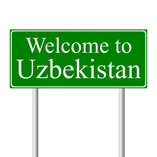 Bienvenido a Uzbekistán, concepto de señal de tráfico — Archivo Imágenes Vectoriales