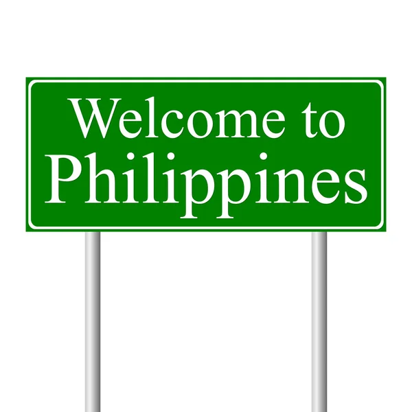 Bienvenido a Filipinas, concepto de señal de tráfico — Vector de stock