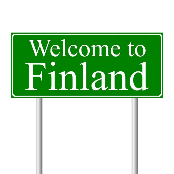Bienvenido a Finlandia, concepto de señal de tráfico — Vector de stock
