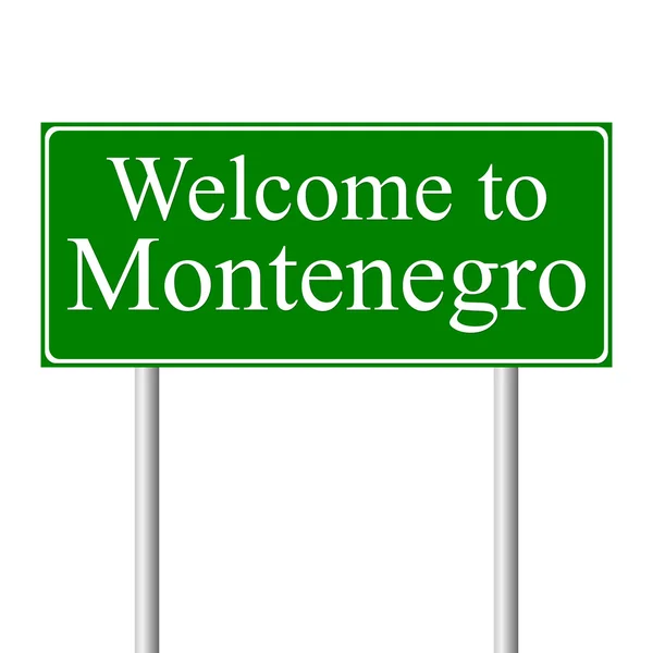 Bienvenido a Montenegro, concepto de señal de tráfico — Vector de stock