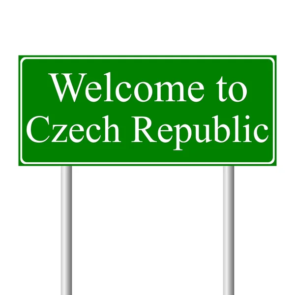 Welkom in Tsjechië, concept verkeersbord — Stockvector