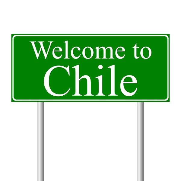 Bem-vindo ao Chile, conceito de sinal de estrada — Vetor de Stock