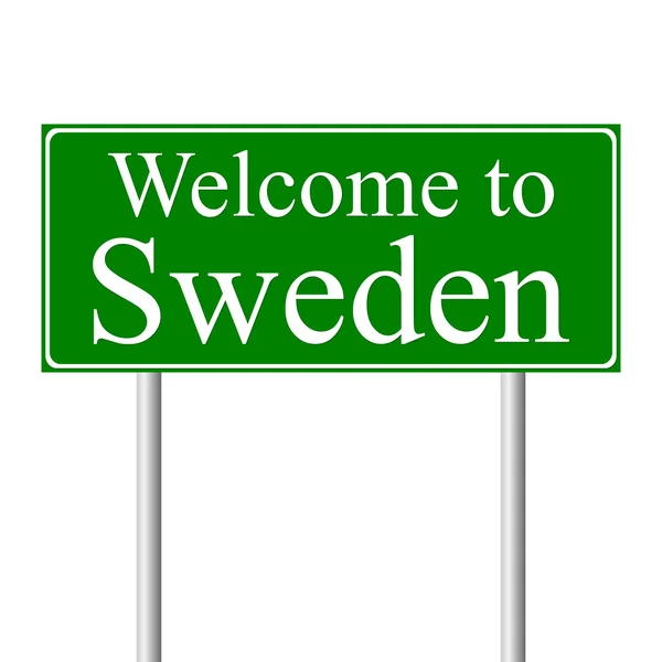 Bienvenido a Suecia, concepto de señal de tráfico — Vector de stock