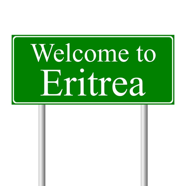 Добро пожаловать в Эритрею, концептуальный дорожный знак — стоковый вектор
