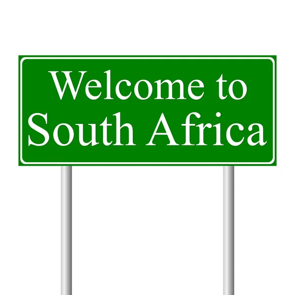 Bienvenido a Sudáfrica, concepto de señal de tráfico — Vector de stock