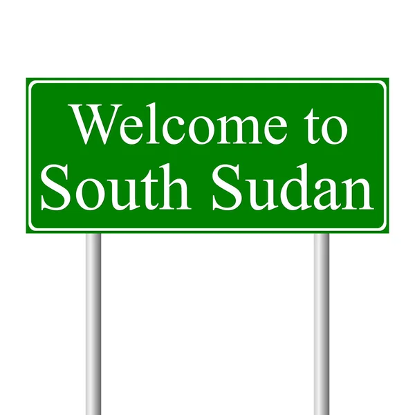 南スーダン、コンセプト道路標識へようこそ — ストックベクタ