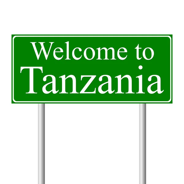 Welkom in tanzania, concept verkeersbord — Stockvector