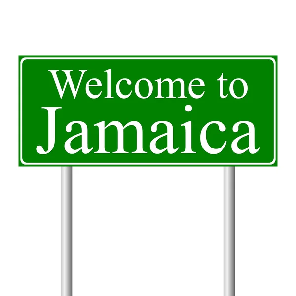 Bienvenido a Jamaica, concepto de señal de tráfico — Vector de stock