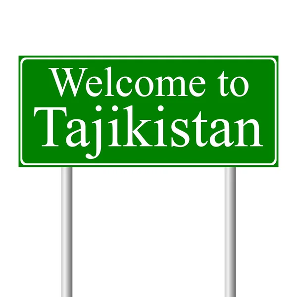 Willkommen in Tadschikistan, Konzept Straßenschild — Stockvektor