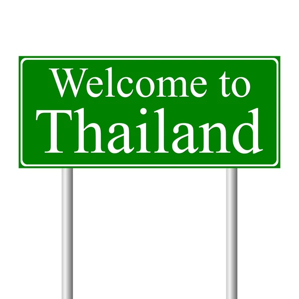 Bienvenido a Tailandia, concepto de señal de tráfico — Vector de stock