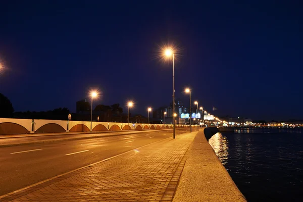 Embankment of Neva river at night — Stock Photo, Image