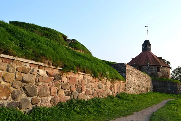 stock image Wall of old Korela fortress at evening